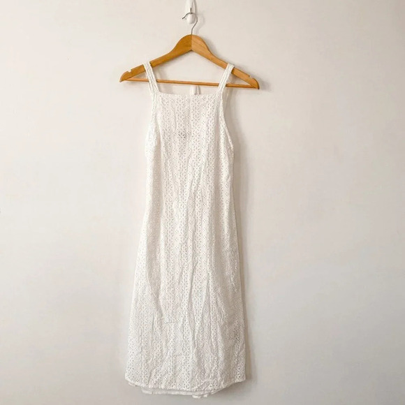 ASOS Design Broderie  Buckle Back Midi Sun Dress White Size 4 - Picture 5 of 10